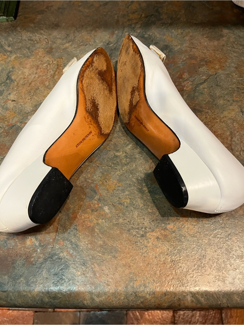 SALVATORE FERAGAMO 9 1/2 vintage flats iconic Vara bow gold tab 3133 - Picture 7 of 11